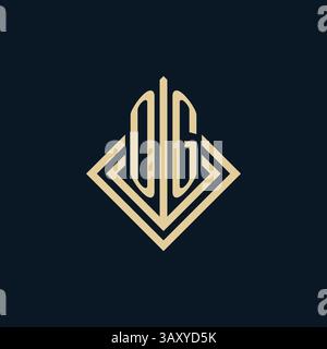Initials OG logo rhombus lines shape style, luxury modern real estate logo design vector graphic Stock Vector