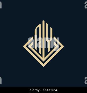 Initials NY logo rhombus lines shape style, luxury modern real estate logo design vector graphic Stock Vector