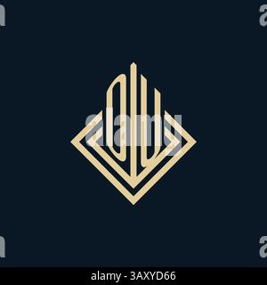 Initials OU logo rhombus lines shape style, luxury modern real estate logo design vector graphic Stock Vector