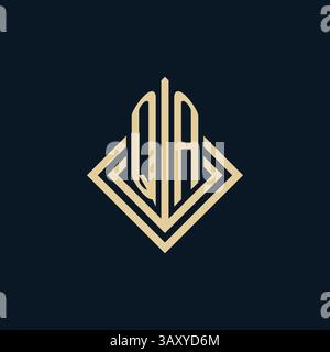 Initials QA logo rhombus lines shape style, luxury modern real estate logo design vector graphic Stock Vector