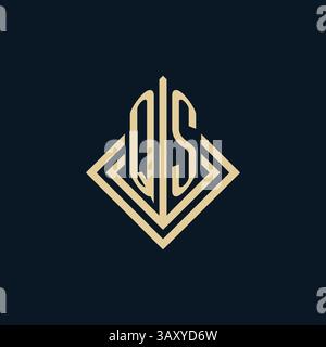Initials QS logo rhombus lines shape style, luxury modern real estate logo design vector graphic Stock Vector
