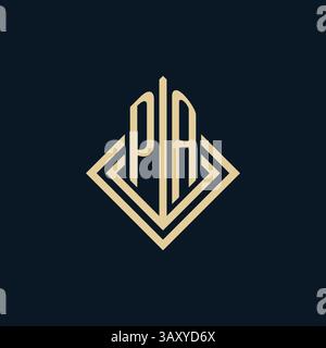 Initials PA logo rhombus lines shape style, luxury modern real estate logo design vector graphic Stock Vector
