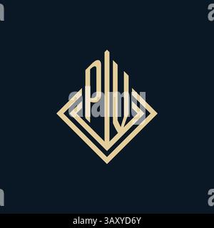 Initials PV logo rhombus lines shape style, luxury modern real estate logo design vector graphic Stock Vector