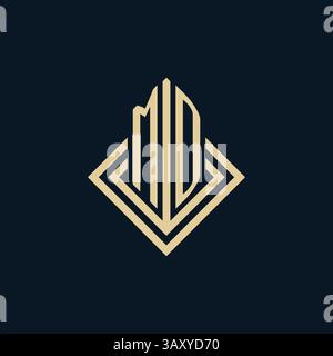 Initials MD logo rhombus lines shape style, luxury modern real estate logo design vector graphic Stock Vector