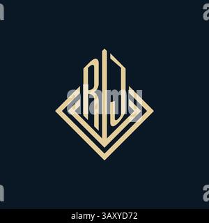 Initials RJ logo rhombus lines shape style, luxury modern real estate logo design vector graphic Stock Vector