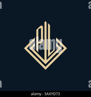 Initials PL logo rhombus lines shape style, luxury modern real estate logo design vector graphic Stock Vector