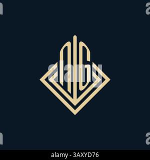 Initials NG logo rhombus lines shape style, luxury modern real estate logo design vector graphic Stock Vector