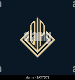 Initials QP logo rhombus lines shape style, luxury modern real estate logo design vector graphic Stock Vector