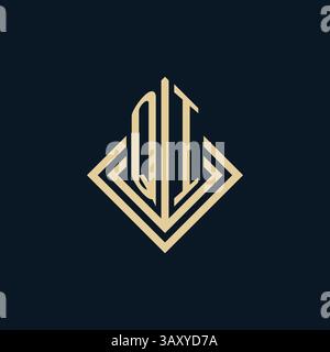 Initials QI logo rhombus lines shape style, luxury modern real estate logo design vector graphic Stock Vector