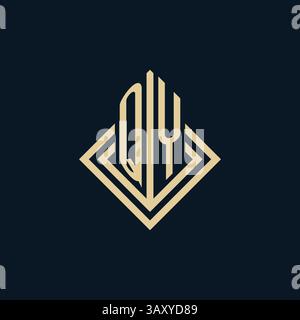 Initials QY logo rhombus lines shape style, luxury modern real estate logo design vector graphic Stock Vector