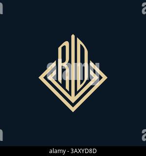 Initials RD logo rhombus lines shape style, luxury modern real estate logo design vector graphic Stock Vector