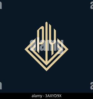 Initials PY logo rhombus lines shape style, luxury modern real estate logo design vector graphic Stock Vector
