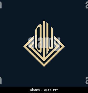 Initials OW logo rhombus lines shape style, luxury modern real estate logo design vector graphic Stock Vector