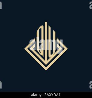 Initials QU logo rhombus lines shape style, luxury modern real estate logo design vector graphic Stock Vector