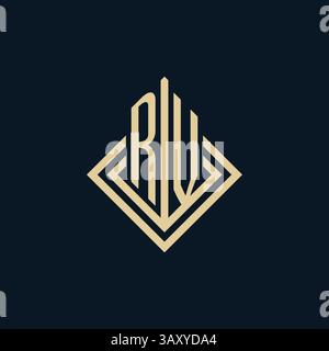 Initials RV logo rhombus lines shape style, luxury modern real estate logo design vector graphic Stock Vector
