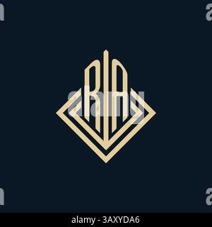 Initials RA logo rhombus lines shape style, luxury modern real estate logo design vector graphic Stock Vector