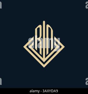 Initials RN logo rhombus lines shape style, luxury modern real estate logo design vector graphic Stock Vector