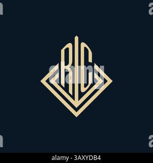 Initials RC logo rhombus lines shape style, luxury modern real estate logo design vector graphic Stock Vector
