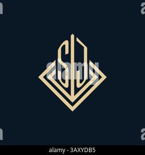 Initials SJ logo rhombus lines shape style, luxury modern real estate logo design vector graphic Stock Vector