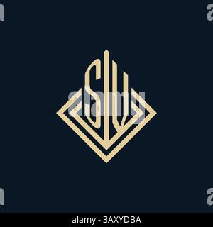 Initials SV logo rhombus lines shape style, luxury modern real estate logo design vector graphic Stock Vector