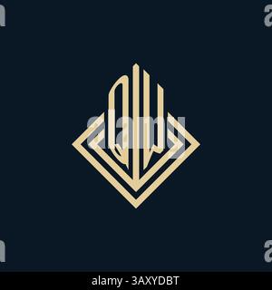 Initials QW logo rhombus lines shape style, luxury modern real estate logo design vector graphic Stock Vector