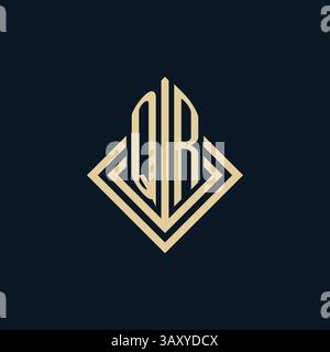 Initials QR logo rhombus lines shape style, luxury modern real estate logo design vector graphic Stock Vector