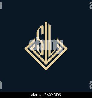 Initials SL logo rhombus lines shape style, luxury modern real estate logo design vector graphic Stock Vector