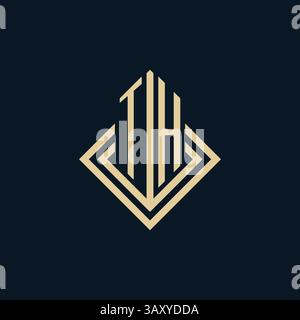 Initials TH logo rhombus lines shape style, luxury modern real estate logo design vector graphic Stock Vector