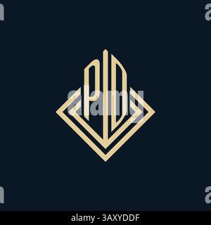 Initials PD logo rhombus lines shape style, luxury modern real estate logo design vector graphic Stock Vector