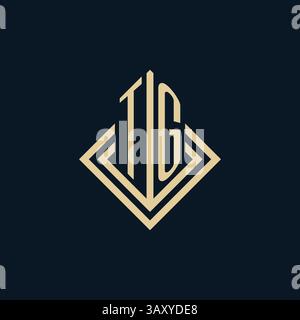 Initials TG logo rhombus lines shape style, luxury modern real estate logo design vector graphic Stock Vector