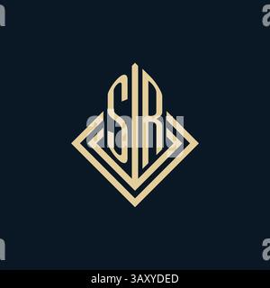 Initials SR logo rhombus lines shape style, luxury modern real estate logo design vector graphic Stock Vector