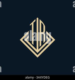 Initials TR logo rhombus lines shape style, luxury modern real estate logo design vector graphic Stock Vector