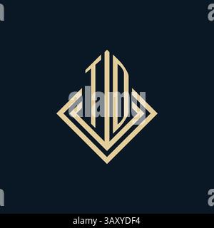 Initials TD logo rhombus lines shape style, luxury modern real estate logo design vector graphic Stock Vector