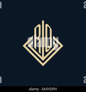 Initials RQ logo rhombus lines shape style, luxury modern real estate logo design vector graphic Stock Vector