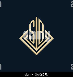 Initials SB logo rhombus lines shape style, luxury modern real estate logo design vector graphic Stock Vector