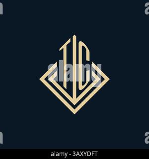 Initials TC logo rhombus lines shape style, luxury modern real estate logo design vector graphic Stock Vector