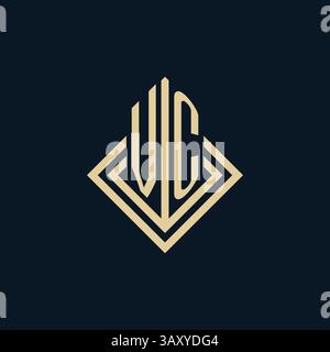 Initials VC logo rhombus lines shape style, luxury modern real estate logo design vector graphic Stock Vector