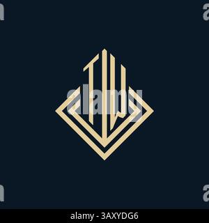 Initials TW logo rhombus lines shape style, luxury modern real estate logo design vector graphic Stock Vector