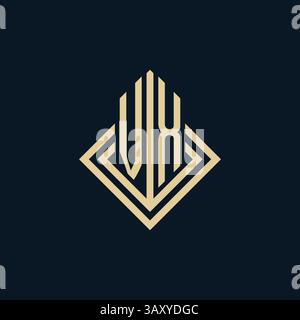 Initials VX logo rhombus lines shape style, luxury modern real estate logo design vector graphic Stock Vector