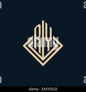 Initials RY logo rhombus lines shape style, luxury modern real estate logo design vector graphic Stock Vector