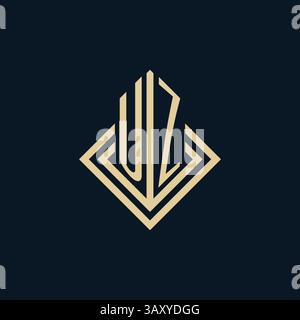 Initials UZ logo rhombus lines shape style, luxury modern real estate logo design vector graphic Stock Vector