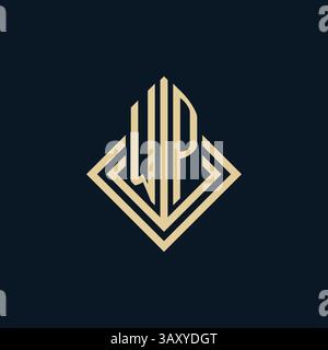 Initials WP logo rhombus lines shape style, luxury modern real estate logo design vector graphic Stock Vector
