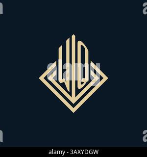 Initials WQ logo rhombus lines shape style, luxury modern real estate logo design vector graphic Stock Vector