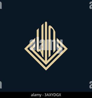 Initials WN logo rhombus lines shape style, luxury modern real estate logo design vector graphic Stock Vector