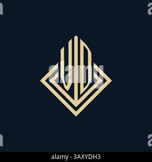Initials VD logo rhombus lines shape style, luxury modern real estate logo design vector graphic Stock Vector