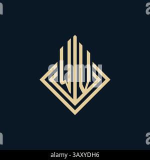 Initials WV logo rhombus lines shape style, luxury modern real estate logo design vector graphic Stock Vector