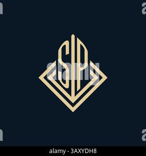 Initials SP logo rhombus lines shape style, luxury modern real estate logo design vector graphic Stock Vector