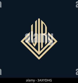 Initials VR logo rhombus lines shape style, luxury modern real estate logo design vector graphic Stock Vector