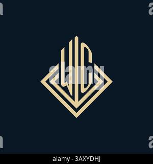 Initials WC logo rhombus lines shape style, luxury modern real estate logo design vector graphic Stock Vector