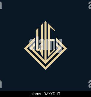 Initials WE logo rhombus lines shape style, luxury modern real estate logo design vector graphic Stock Vector